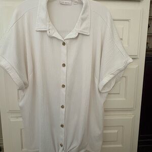Belle by Kim Gravel Crisp White Button-Down Blouse